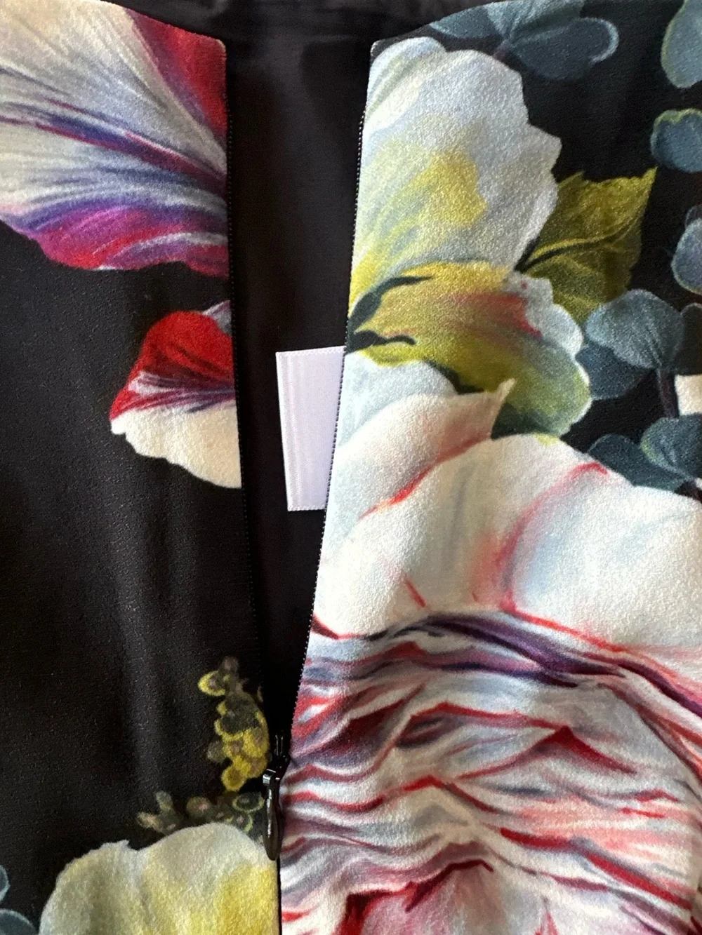Floral Print Mini Skirt in Black with Multicolor Blooms